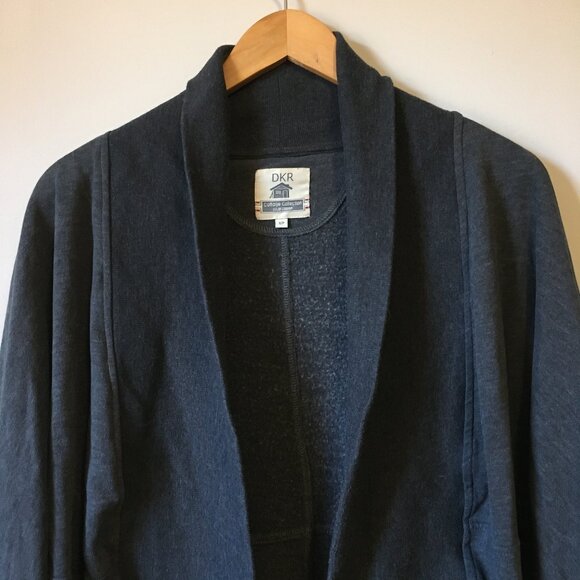 DKR Charcoal Grey Cocoon Cotton Blend Open Cardigan - Picture 5 of 14